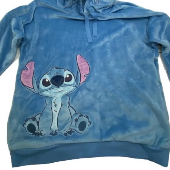 Disney Stitch Velour Pullover Hoodie Soft Pocket World Disneyland Lilo & Stich - Picture 8 of 15
